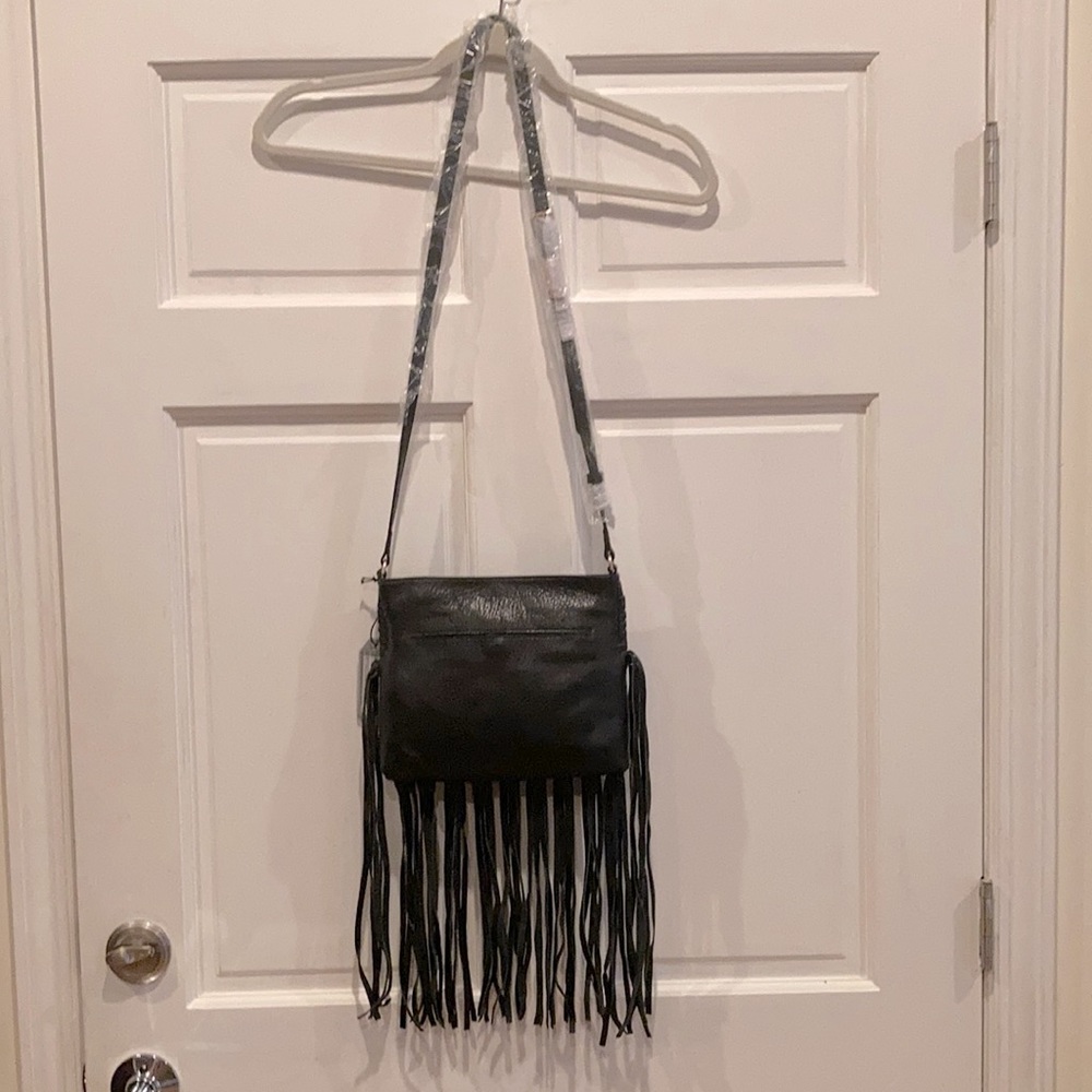 Foley and Corinna Black Fringe Bag